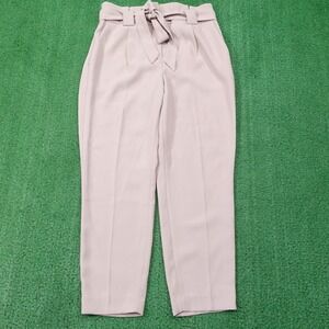Express Pants Womens 6S Pink Ankle High Rise Pleated Belted Paperbag Tie